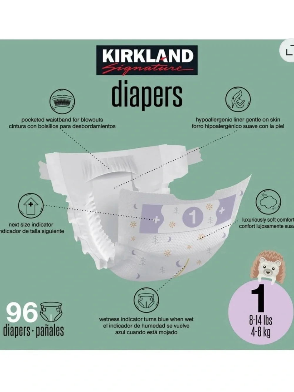 Kirkland Signature Diapers — Green & Purple Accent Pack